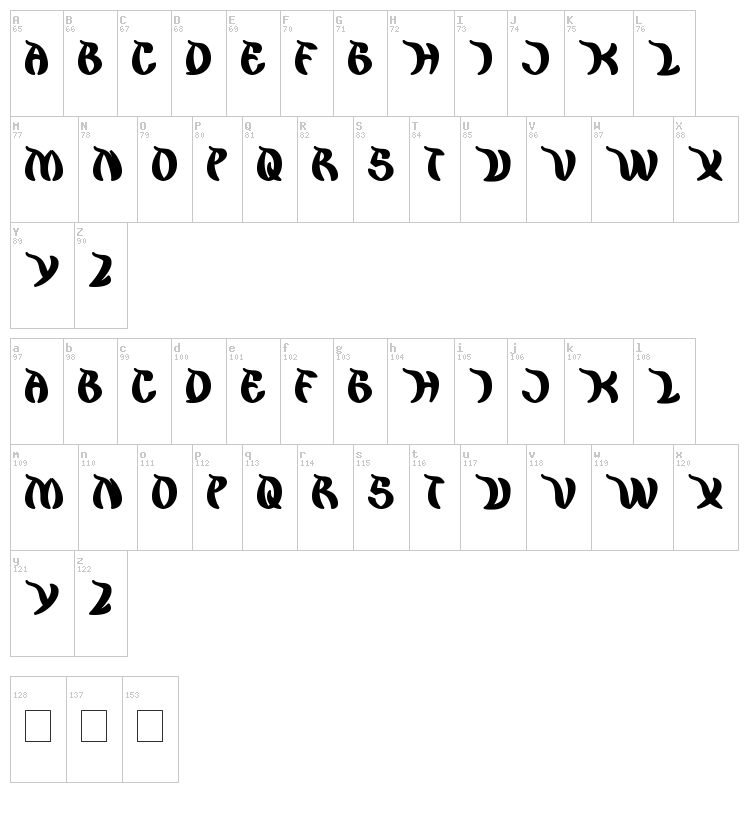 King Cobra font map
